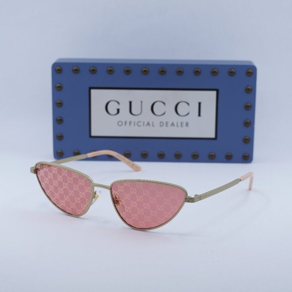 Final Price! Gucci GG1879S 004 Gold/Red with GG Pattern Sunglasses - Picture 1 of 12